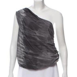 Alice + Olivia one shoulder silk top